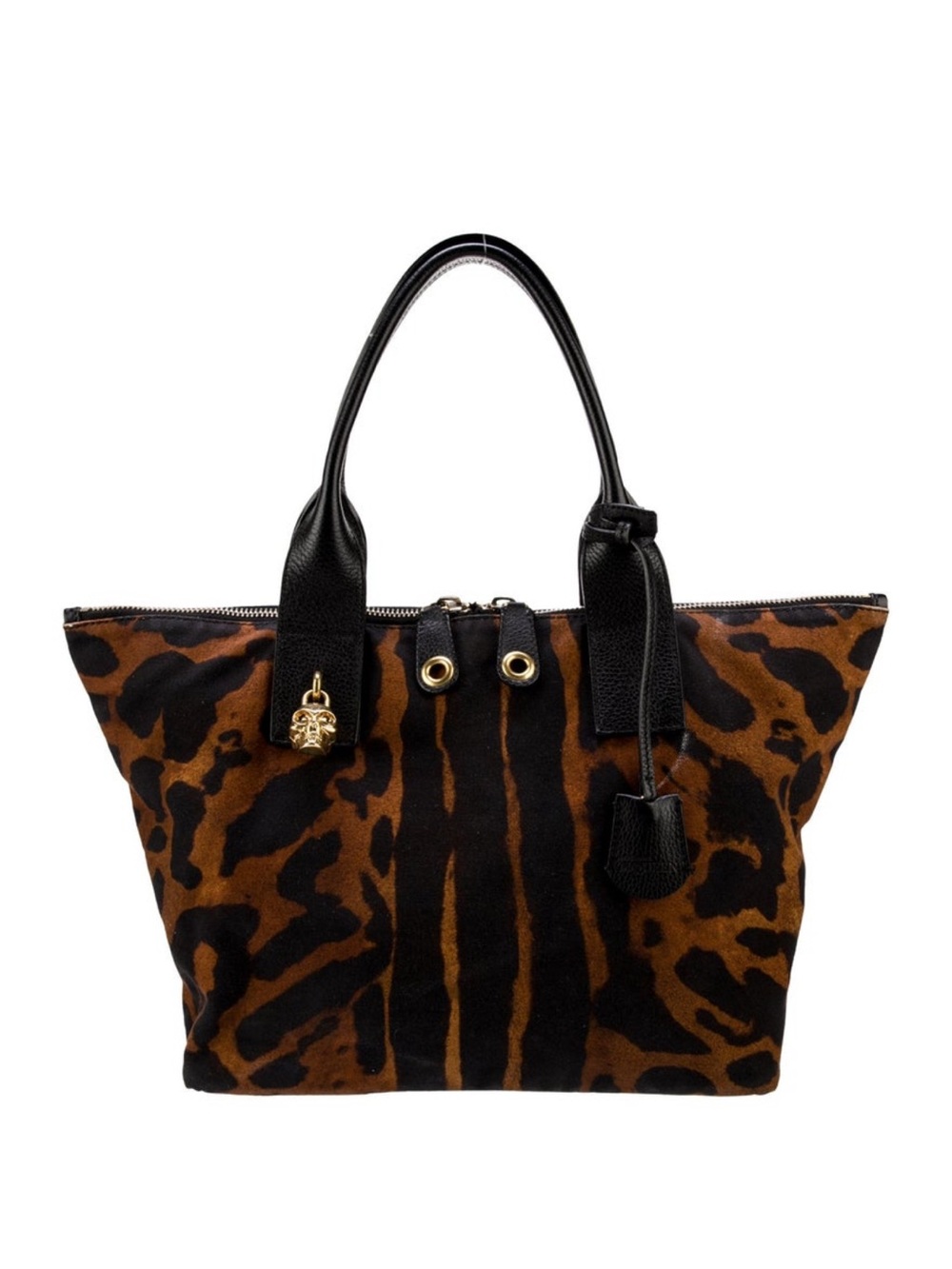 Alexander McQueen Leopard Brown and Black Animal-Print Tote